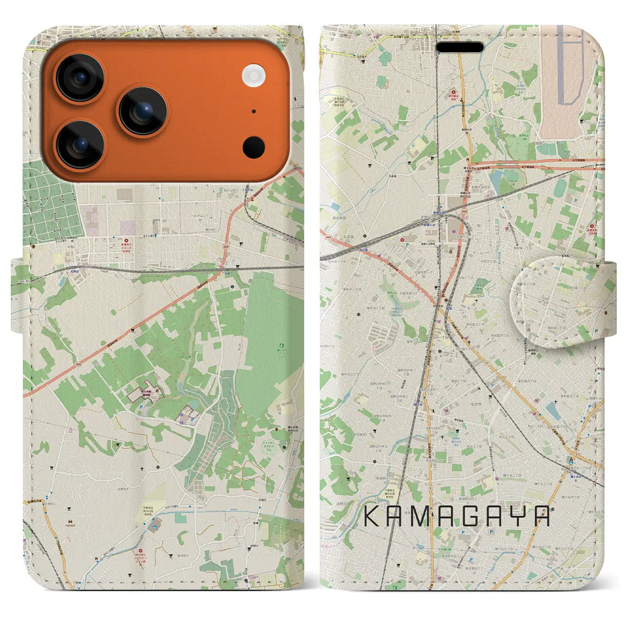 【鎌ケ谷（千葉県）】地図柄iPhoneケース（手帳タイプ）