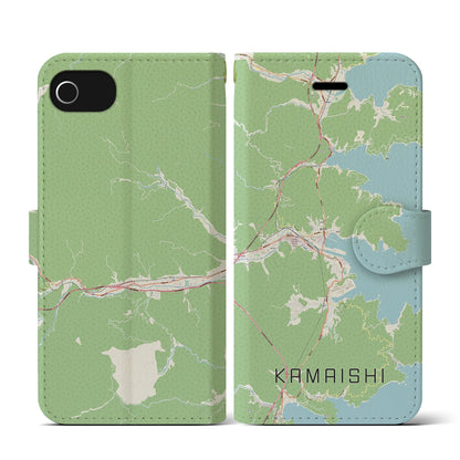 【釜石（岩手県）】地図柄iPhoneケース（手帳タイプ）ナチュラル・iPhone SE（第3 / 第2世代） / 8 / 7 / 6s / 6 用