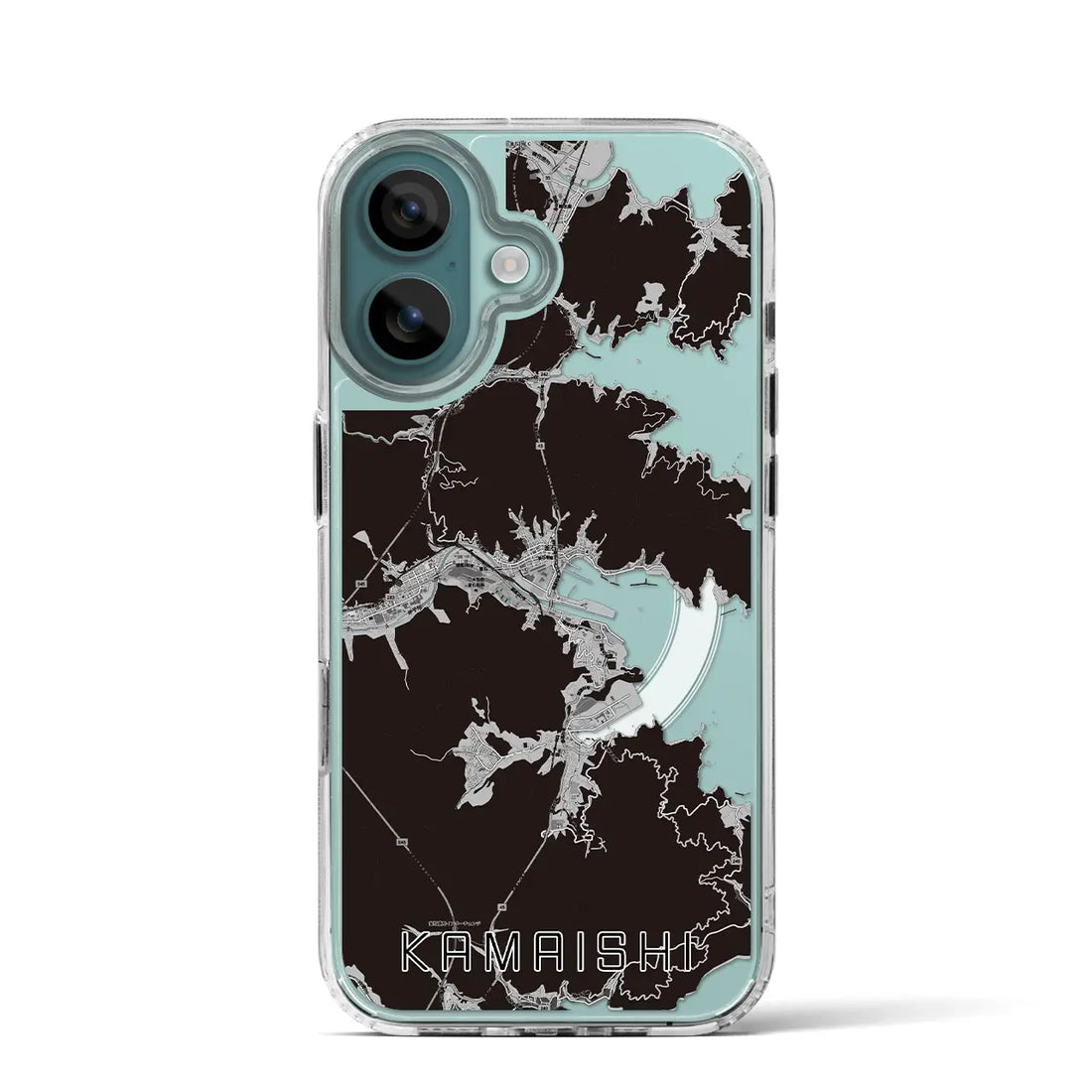 【釜石(岩手県)】地図柄iPhoneケース(MagSafeタイプ)モノトーン・iPhone 16 Pro 用