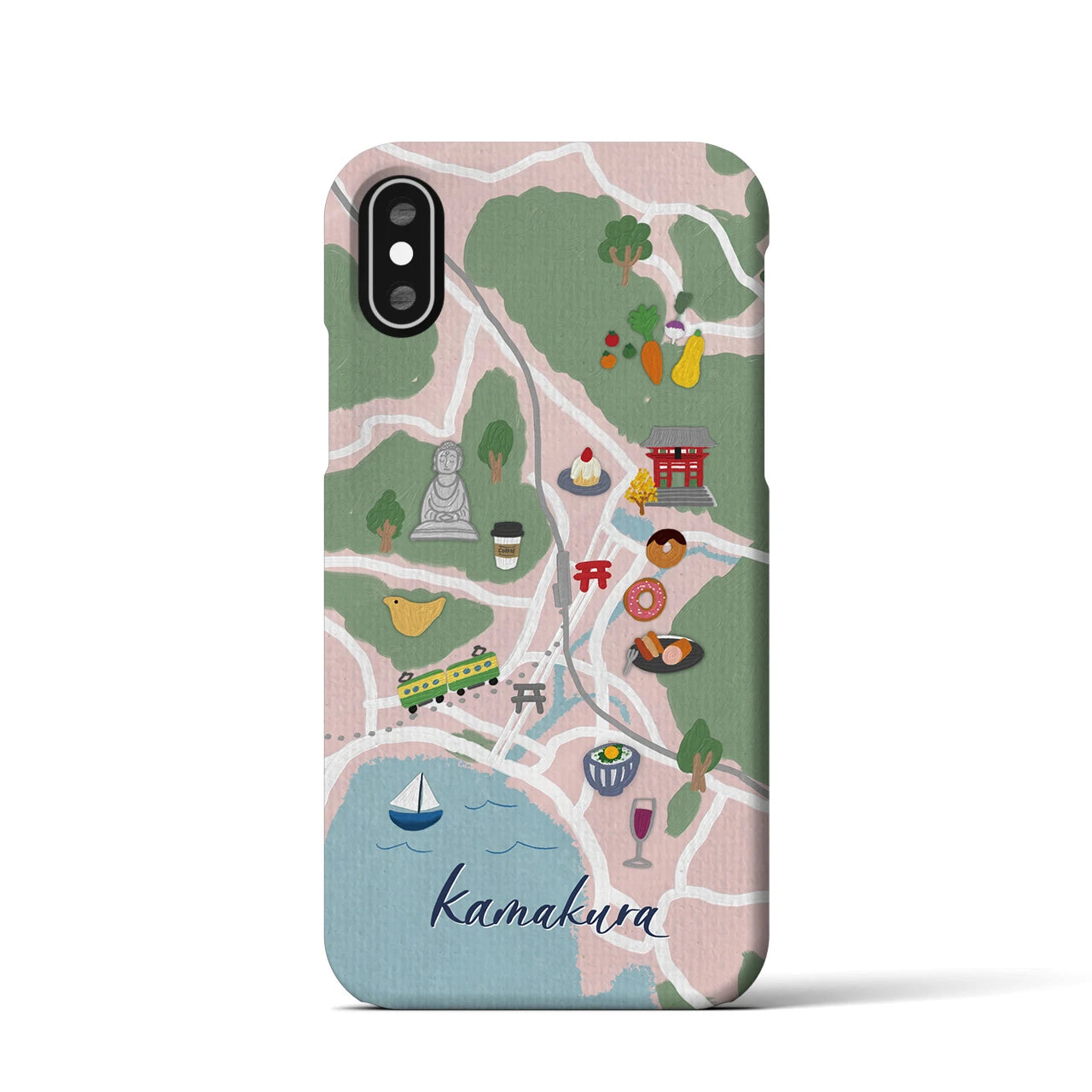 【鎌倉（Walk &amp; Eat）】Walk &amp; Eat iPhoneケース（バックカバータイプ）ピンク・iPhone XS / X 用