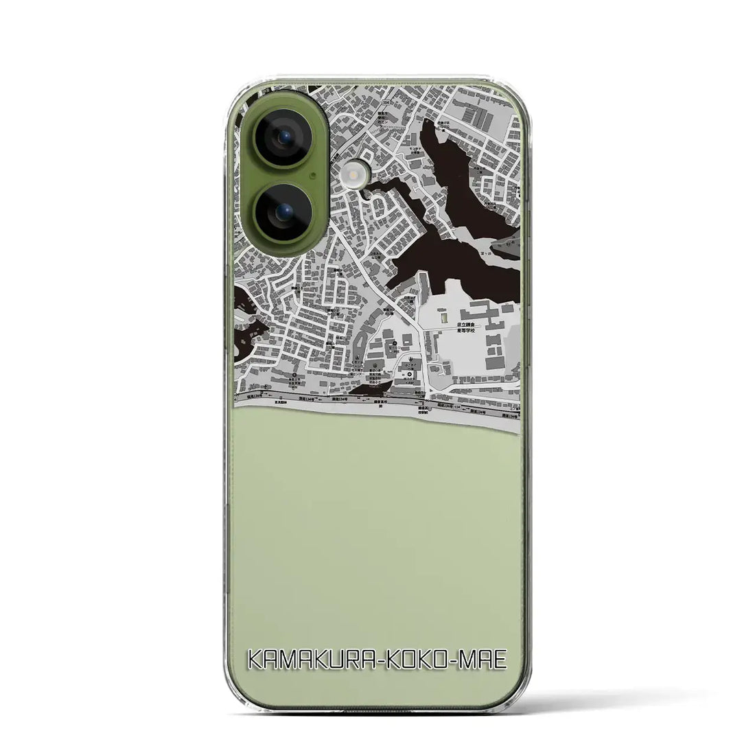 【鎌倉高校前（神奈川県）】地図柄iPhoneケース（クリアタイプ）モノトーン・iPhone 17 Pro Max 用