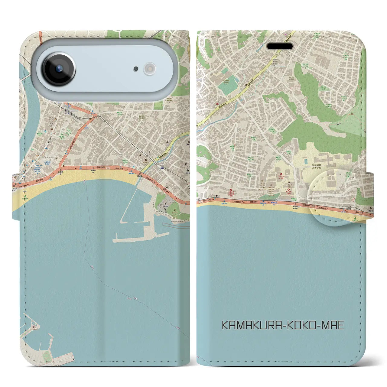 【鎌倉高校前（神奈川県）】地図柄iPhoneケース（手帳タイプ）