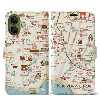 【鎌倉】イラストマップiPhoneケース（手帳タイプ）