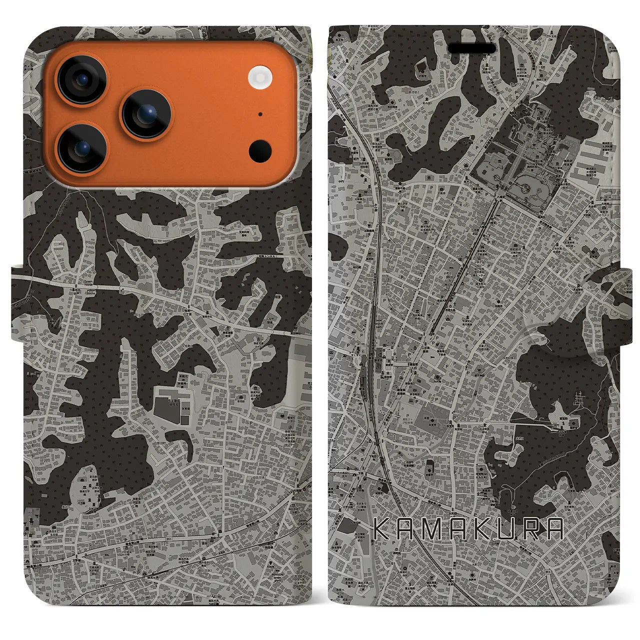 【鎌倉2（神奈川県）】地図柄iPhoneケース（手帳タイプ）