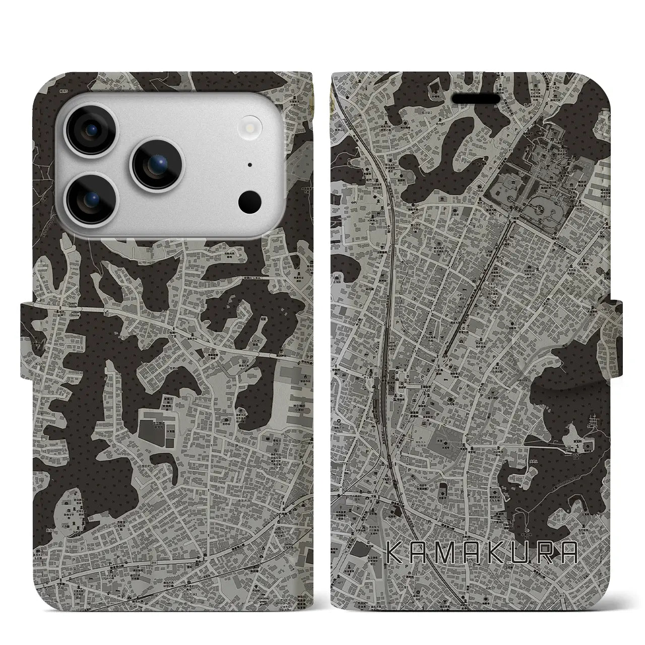 【鎌倉2（神奈川県）】地図柄iPhoneケース（手帳タイプ）