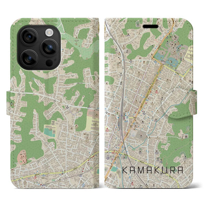 【鎌倉2（神奈川県）】地図柄iPhoneケース（手帳タイプ）ナチュラル・iPhone 16 用