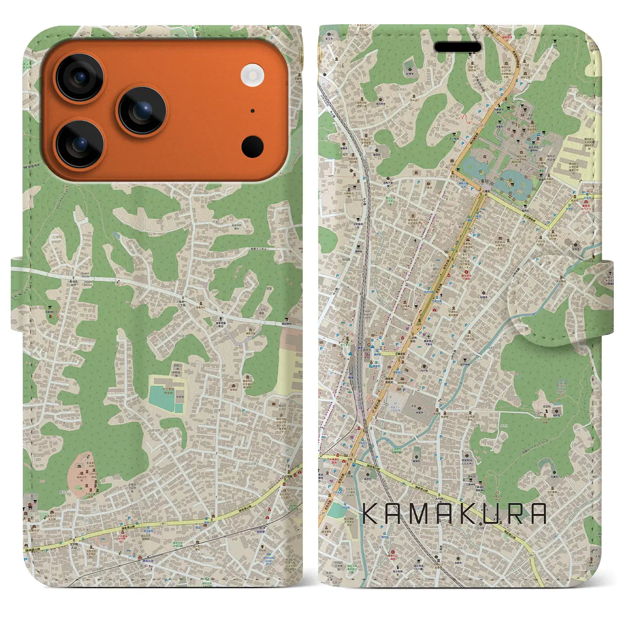 【鎌倉2（神奈川県）】地図柄iPhoneケース（手帳タイプ）