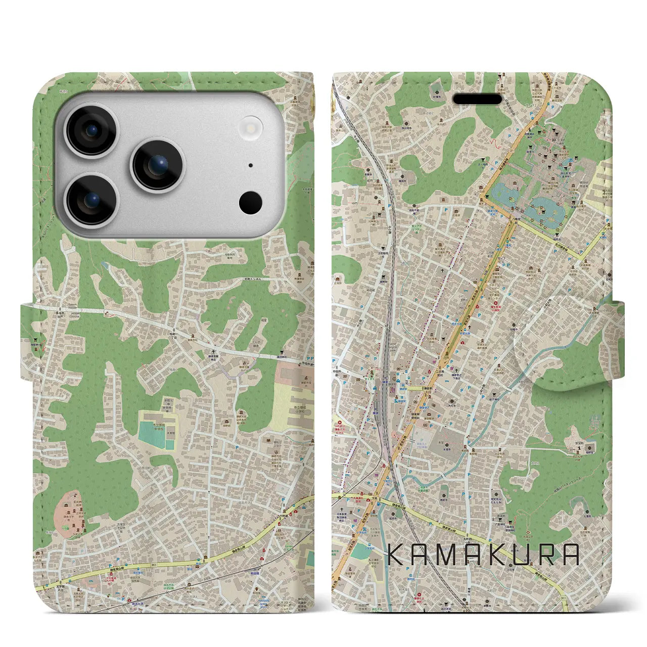【鎌倉2（神奈川県）】地図柄iPhoneケース（手帳タイプ）