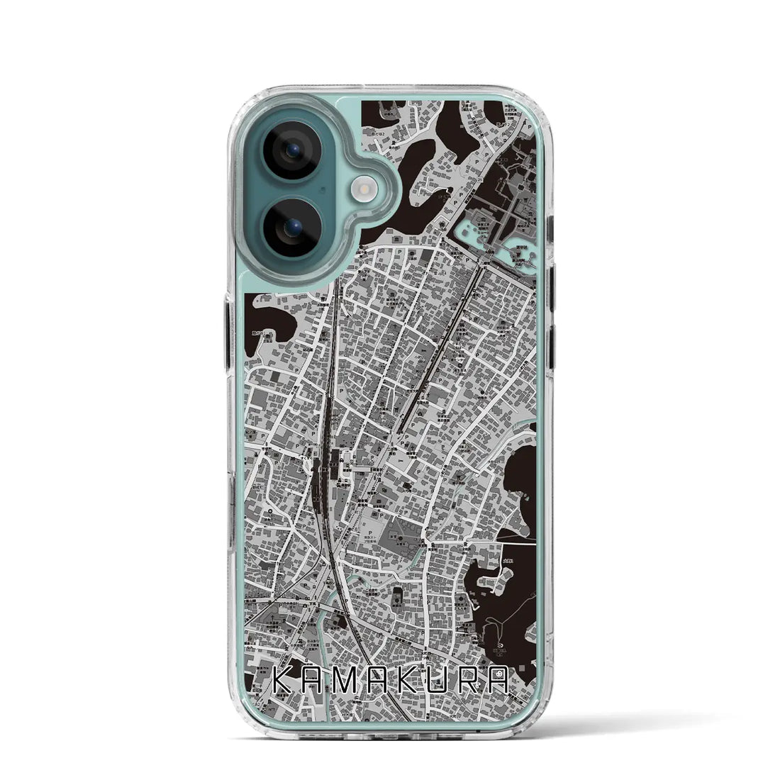 【鎌倉2(神奈川県)】地図柄iPhoneケース(MagSafeタイプ)モノトーン・iPhone 16 Pro 用