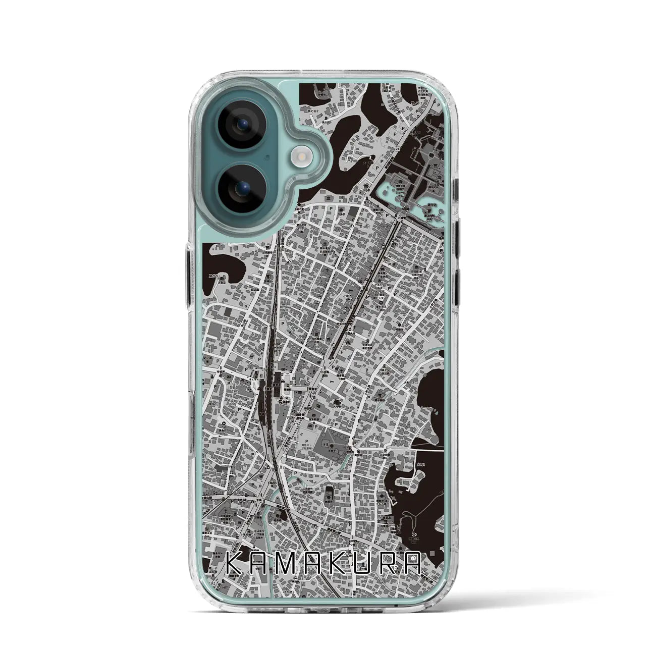 【鎌倉2（神奈川県）】地図柄iPhoneケース（MagSafeタイプ）モノトーン・iPhone 16 Pro 用