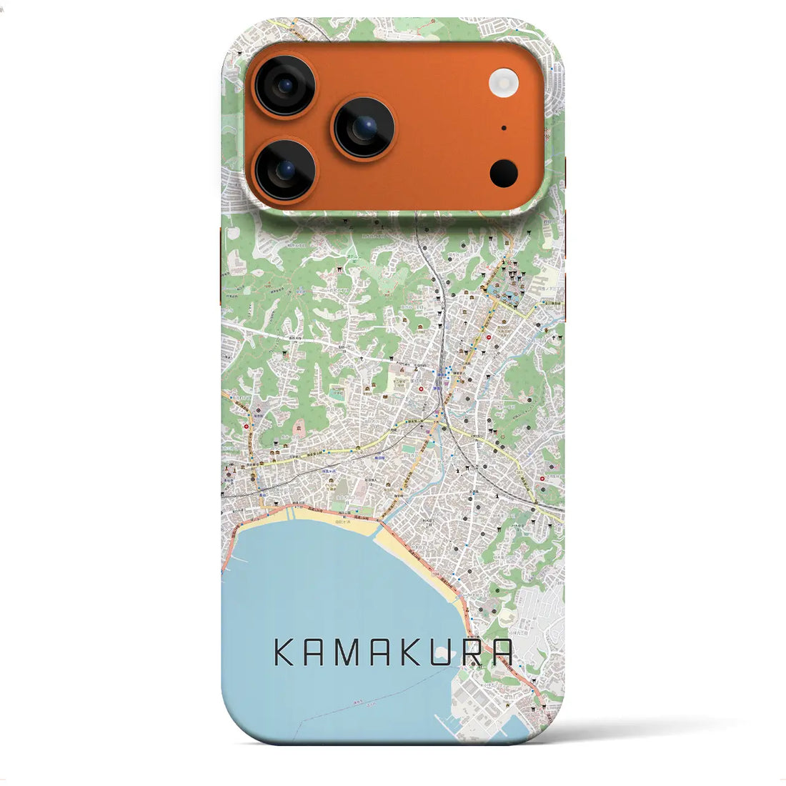 【鎌倉（神奈川県）】地図柄iPhoneケース（バックカバータイプ）ナチュラル・iPhone 17 Pro Max 用