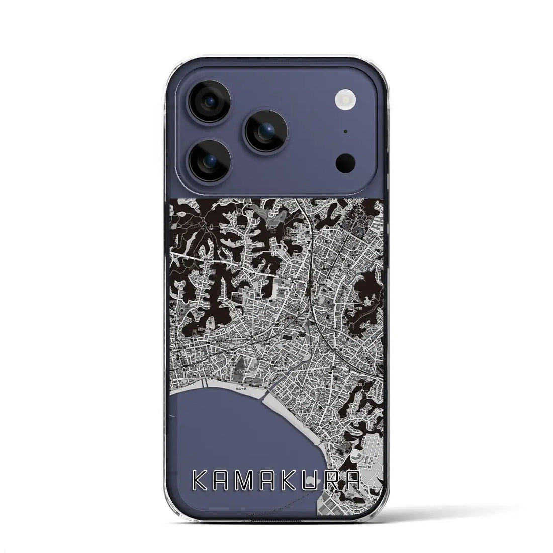 【鎌倉(神奈川県)】地図柄iPhoneケース(クリアタイプ)モノトーン・iPhone 17 Pro Max 用