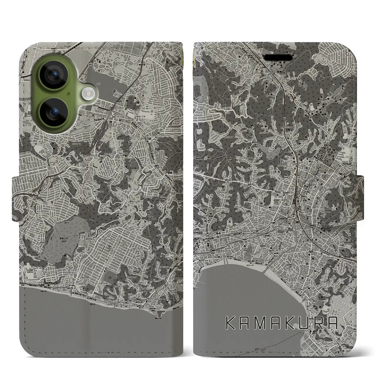 【鎌倉（神奈川県）】地図柄iPhoneケース（手帳タイプ）