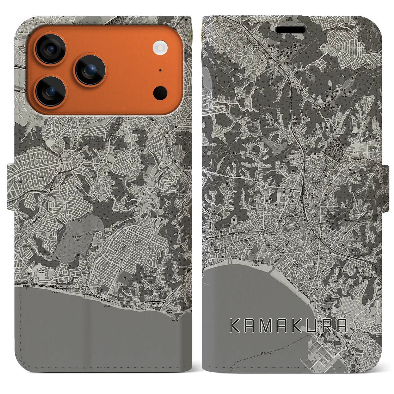 【鎌倉（神奈川県）】地図柄iPhoneケース（手帳タイプ）