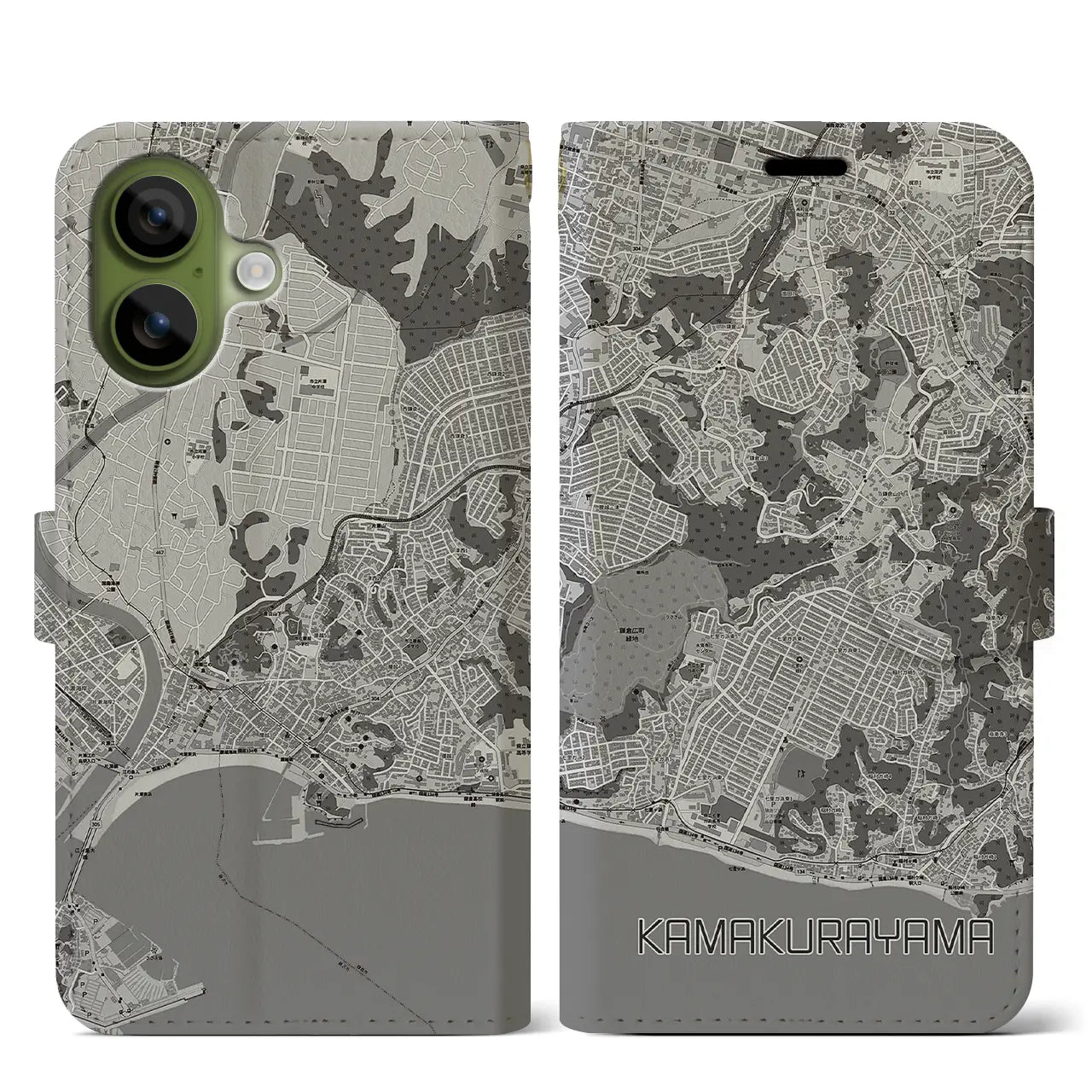 【鎌倉山（神奈川県）】地図柄iPhoneケース（手帳タイプ）