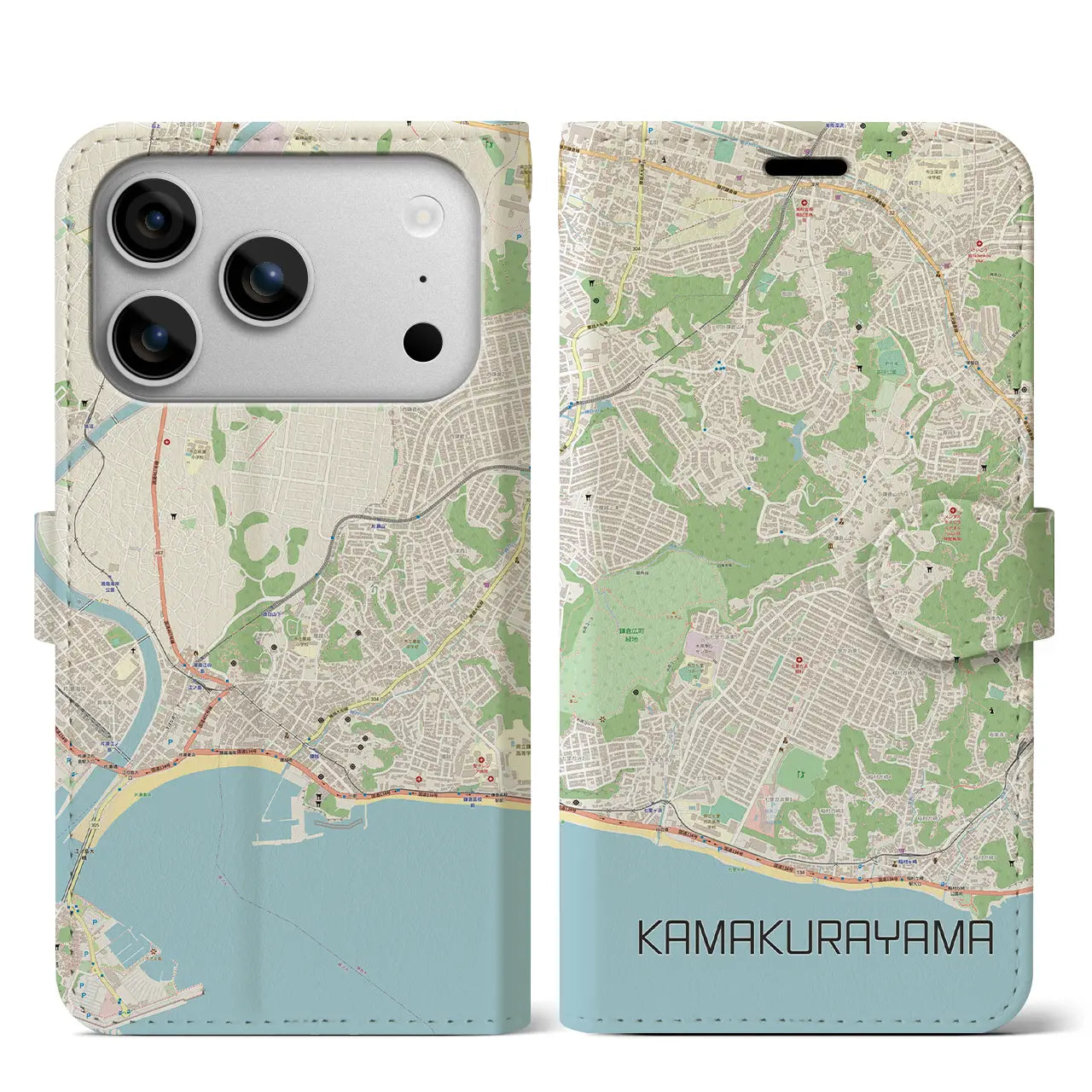 【鎌倉山（神奈川県）】地図柄iPhoneケース（手帳タイプ）