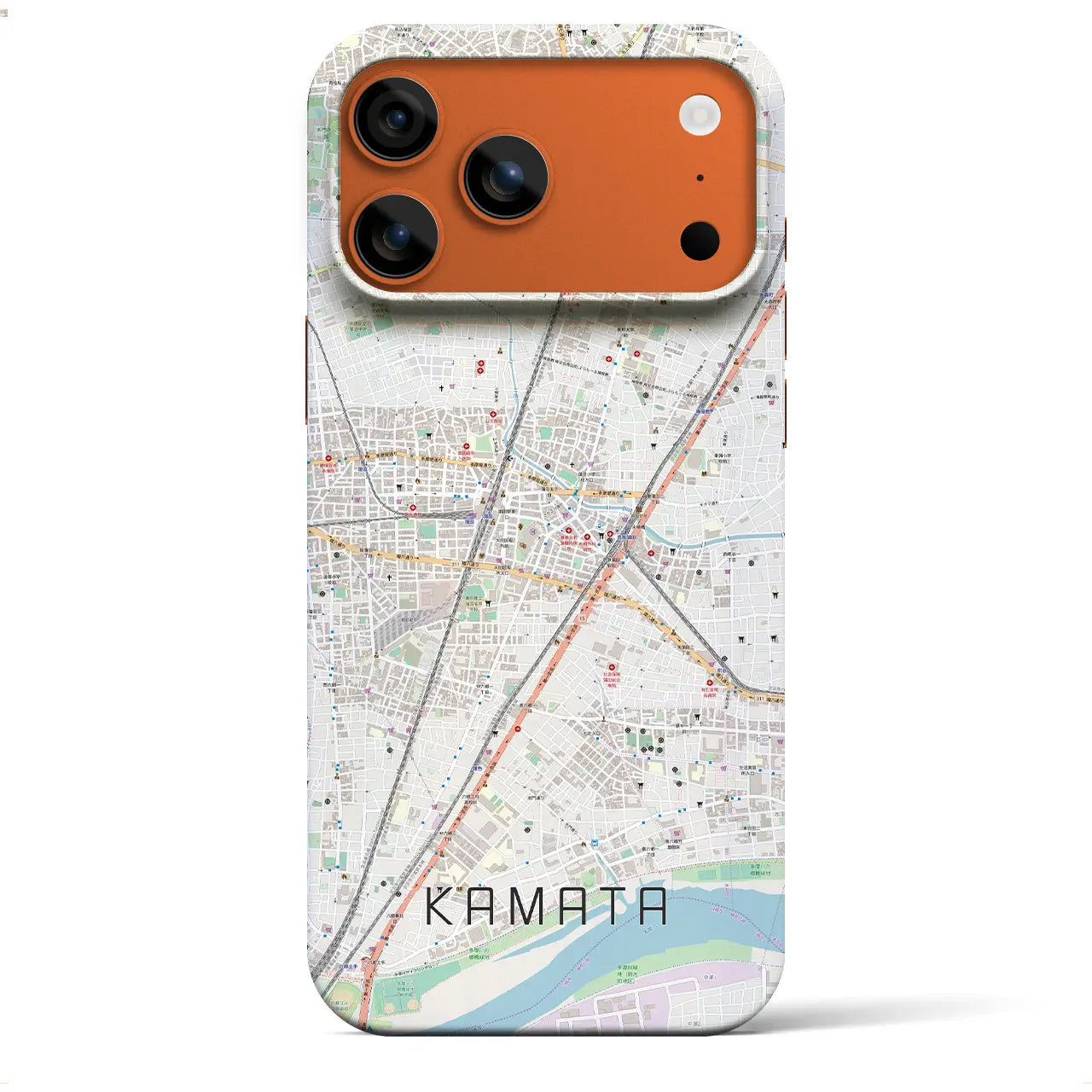 【蒲田（東京都）】地図柄iPhoneケース（バックカバータイプ）ブラック・iPhone 17 Pro Max 用