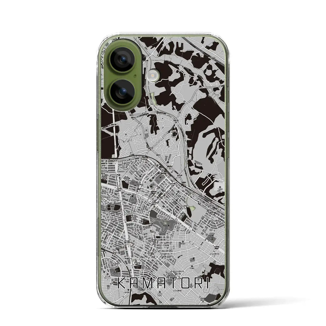 【鎌取（千葉県）】地図柄iPhoneケース（クリアタイプ）モノトーン・iPhone 17 Pro Max 用