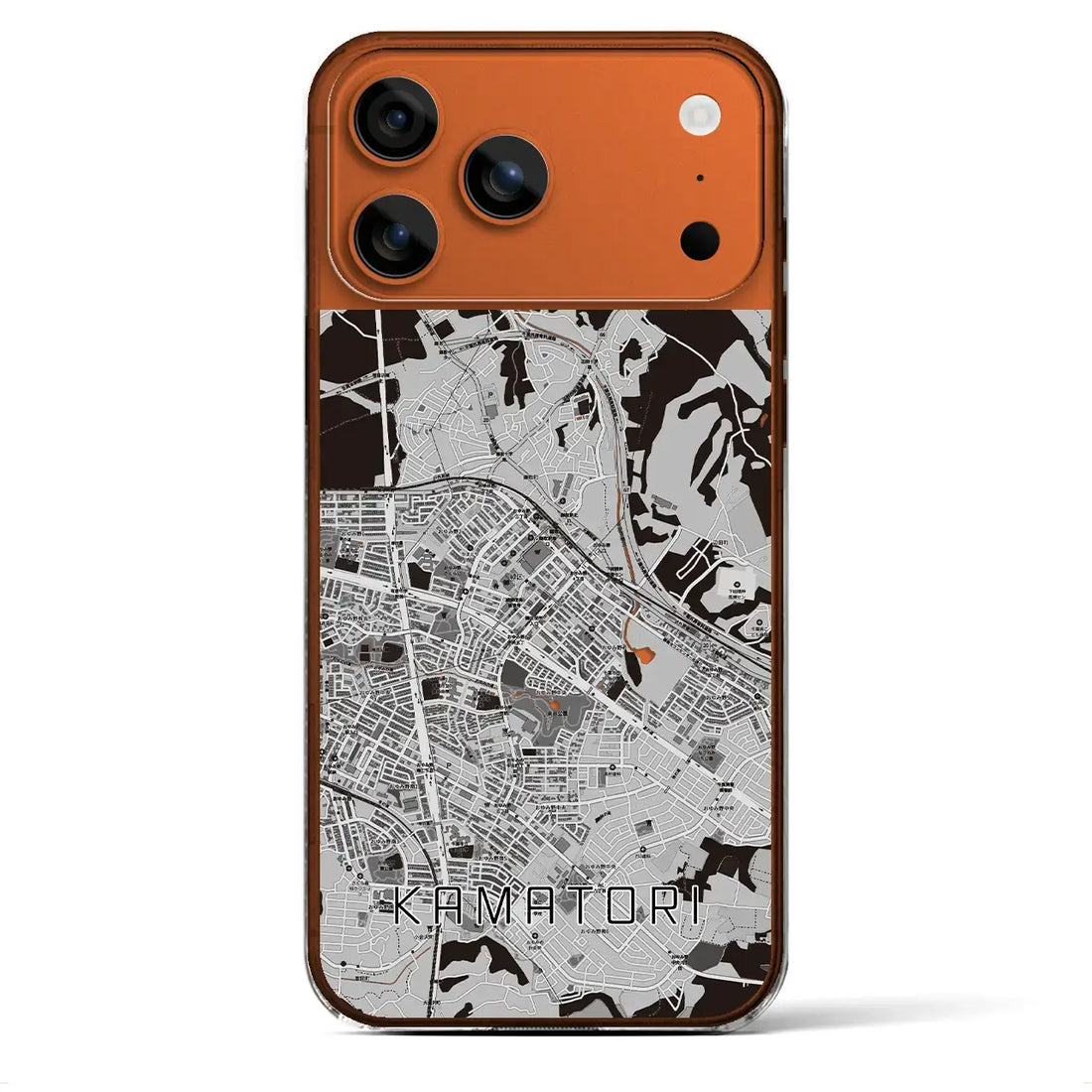 【鎌取(千葉県)】地図柄iPhoneケース(クリアタイプ)モノトーン・iPhone 17 Pro Max 用