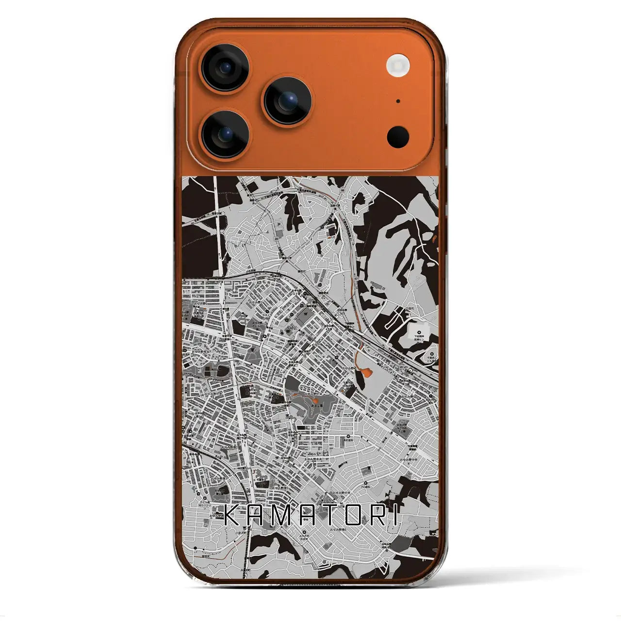 【鎌取（千葉県）】地図柄iPhoneケース（クリアタイプ）モノトーン・iPhone 17 Pro Max 用