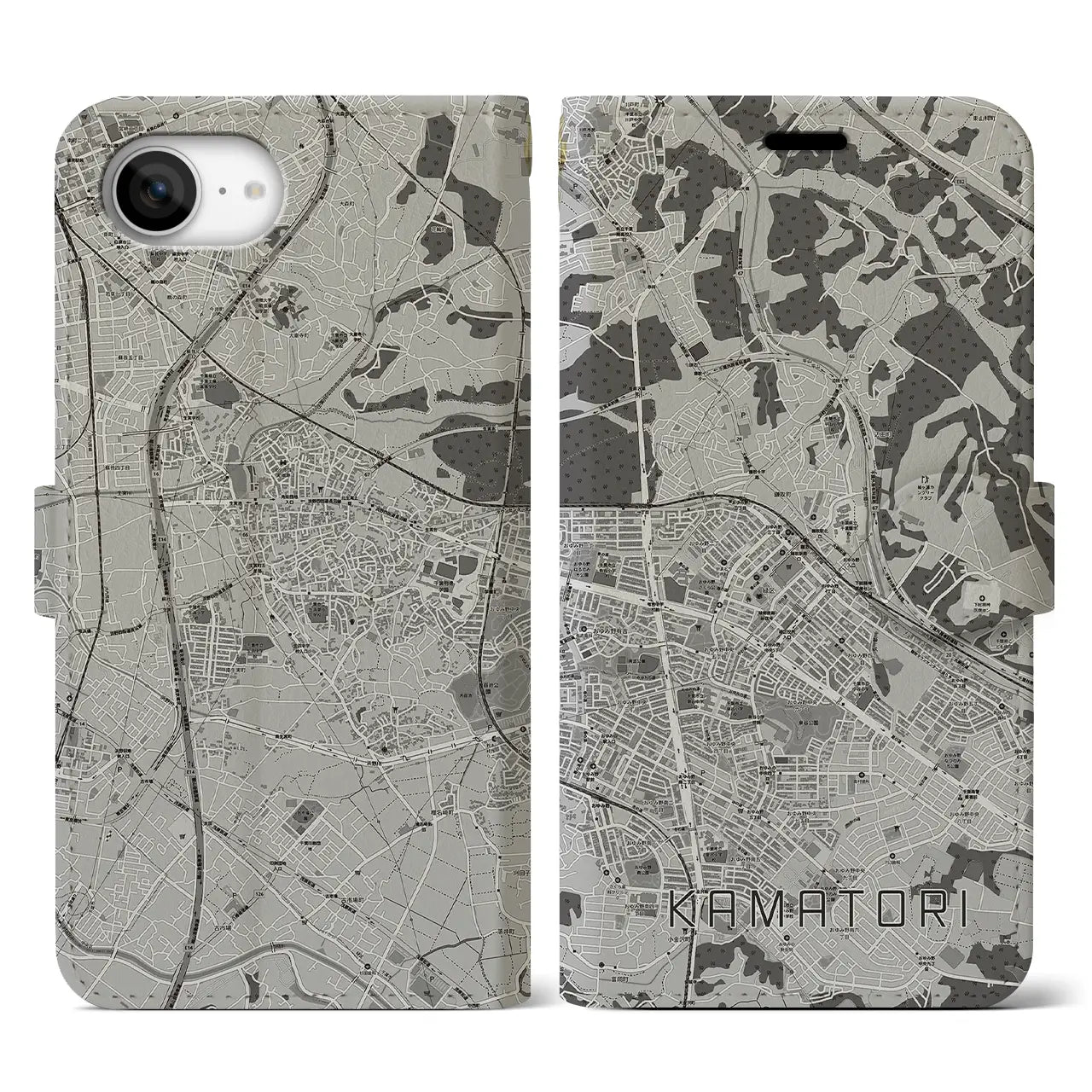 【鎌取（千葉県）】地図柄iPhoneケース（手帳タイプ）