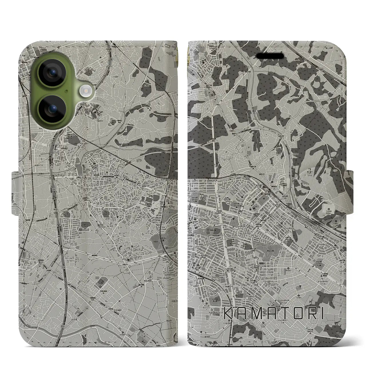 【鎌取（千葉県）】地図柄iPhoneケース（手帳タイプ）