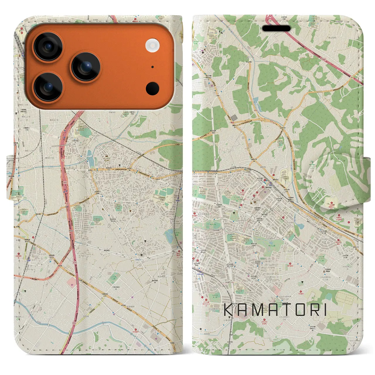 【鎌取（千葉県）】地図柄iPhoneケース（手帳タイプ）