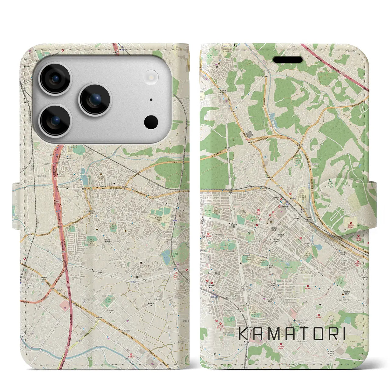 【鎌取（千葉県）】地図柄iPhoneケース（手帳タイプ）