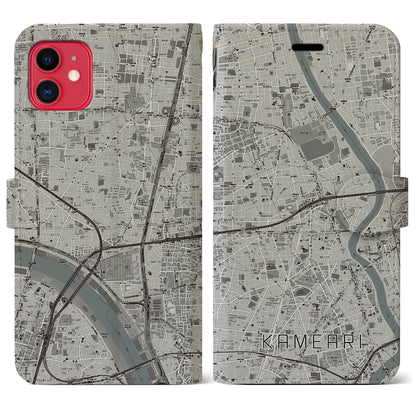 【亀有（東京都）】地図柄iPhoneケース（手帳タイプ）モノトーン・iPhone 11 用