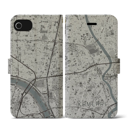 【亀有（東京都）】地図柄iPhoneケース（手帳タイプ）モノトーン・iPhone SE（第3 / 第2世代） / 8 / 7 / 6s / 6 用