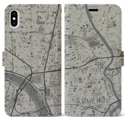 【亀有（東京都）】地図柄iPhoneケース（手帳タイプ）モノトーン・iPhone XS Max 用