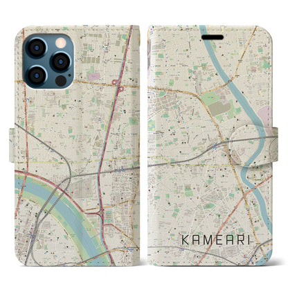【亀有（東京都）】地図柄iPhoneケース（手帳タイプ）ナチュラル・iPhone 12 / 12 Pro 用