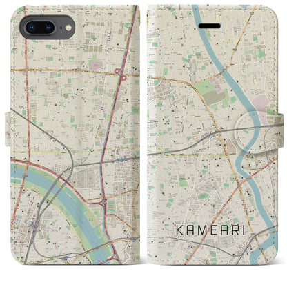 【亀有（東京都）】地図柄iPhoneケース（手帳タイプ）ナチュラル・iPhone 8Plus /7Plus / 6sPlus / 6Plus 用