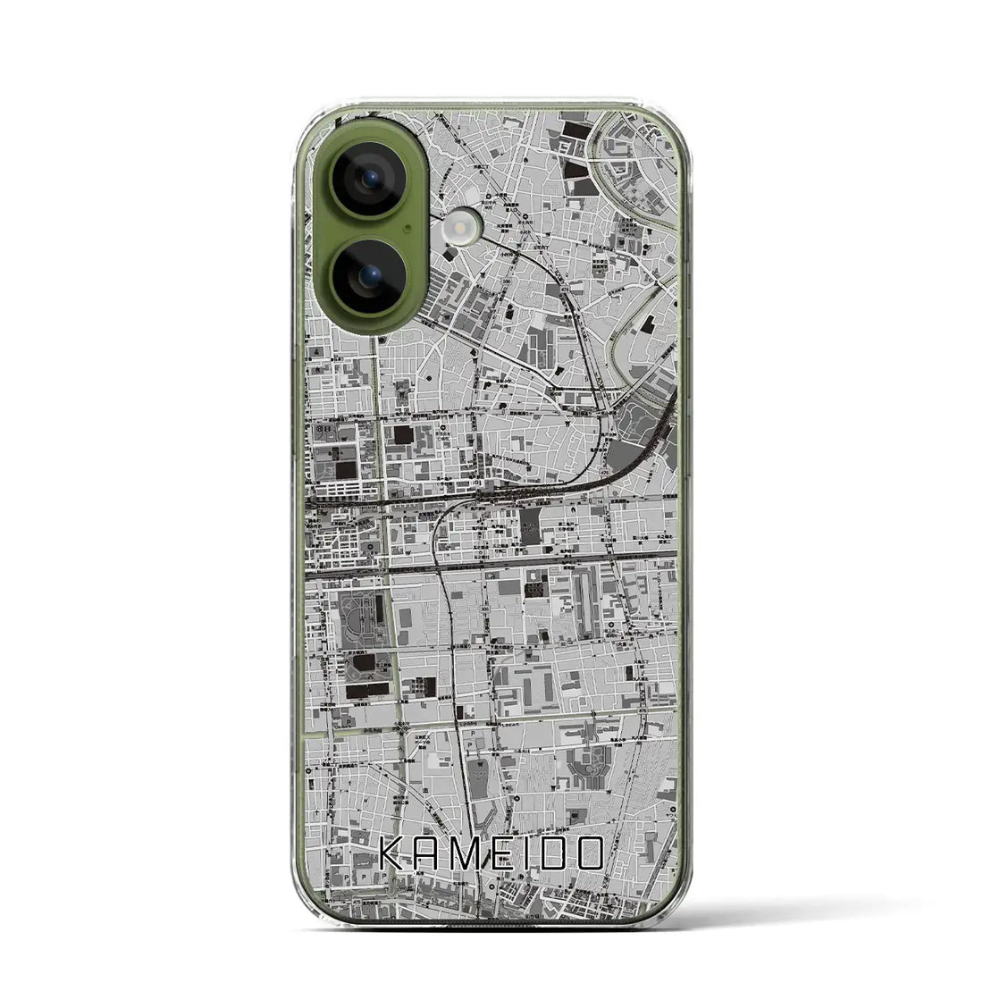 【亀戸(東京都)】地図柄iPhoneケース(クリアタイプ)モノトーン・iPhone 17 Pro Max 用