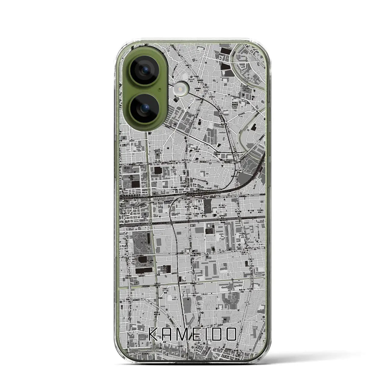 【亀戸（東京都）】地図柄iPhoneケース（クリアタイプ）モノトーン・iPhone 17 Pro Max 用