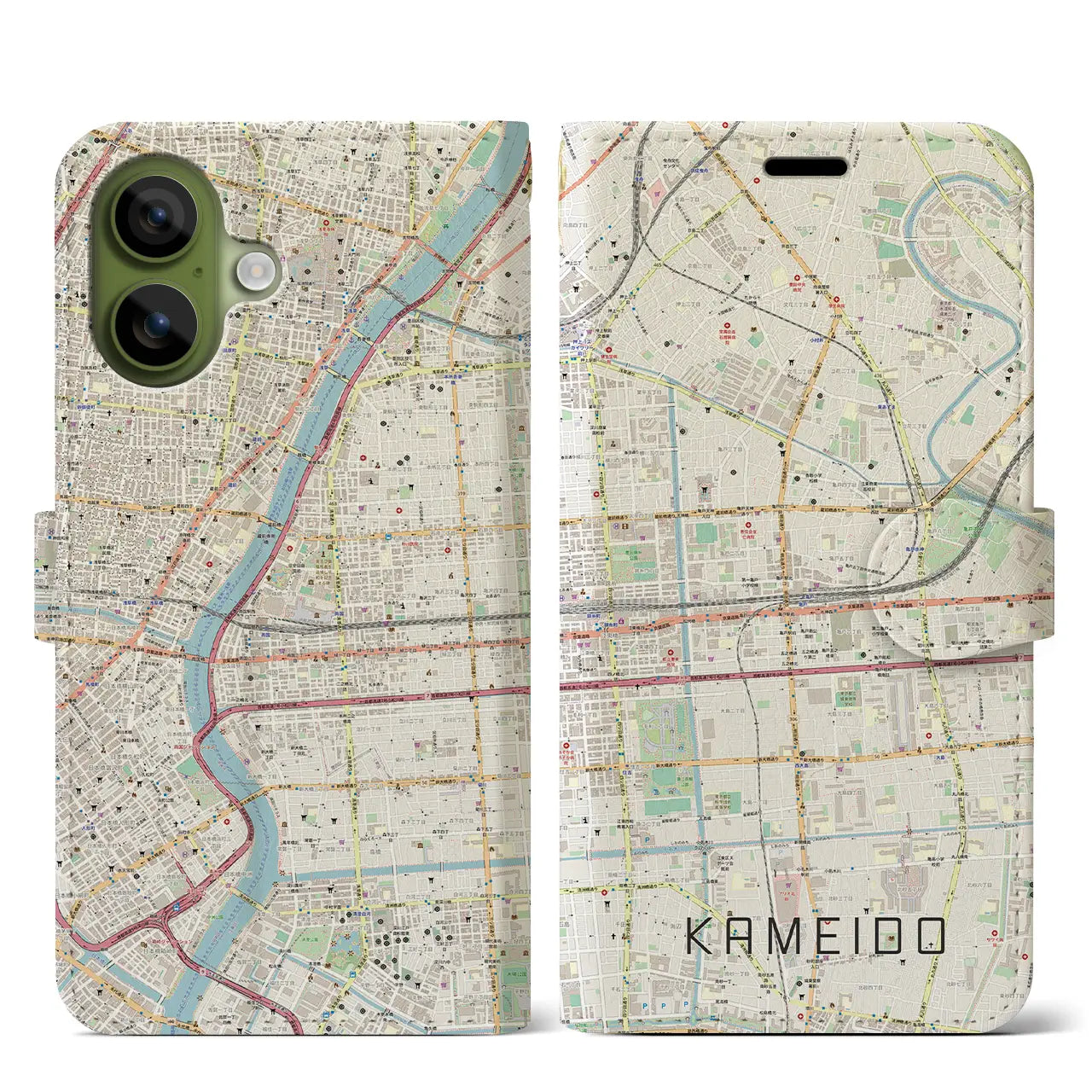 【亀戸（東京都）】地図柄iPhoneケース（手帳タイプ）