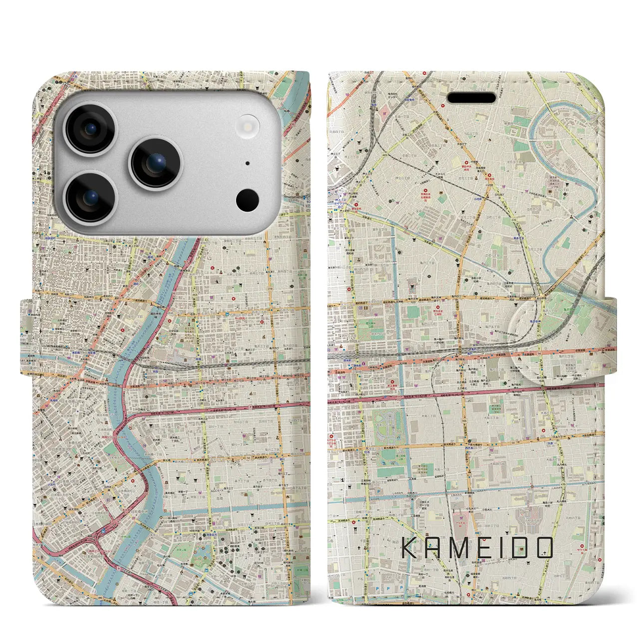 【亀戸（東京都）】地図柄iPhoneケース（手帳タイプ）