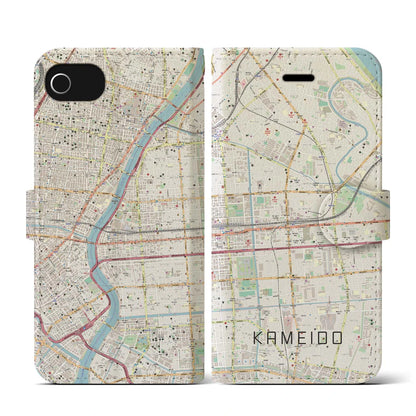 【亀戸（東京都）】地図柄iPhoneケース（手帳タイプ）ナチュラル・iPhone SE（第3 / 第2世代） / 8 / 7 / 6s / 6 用