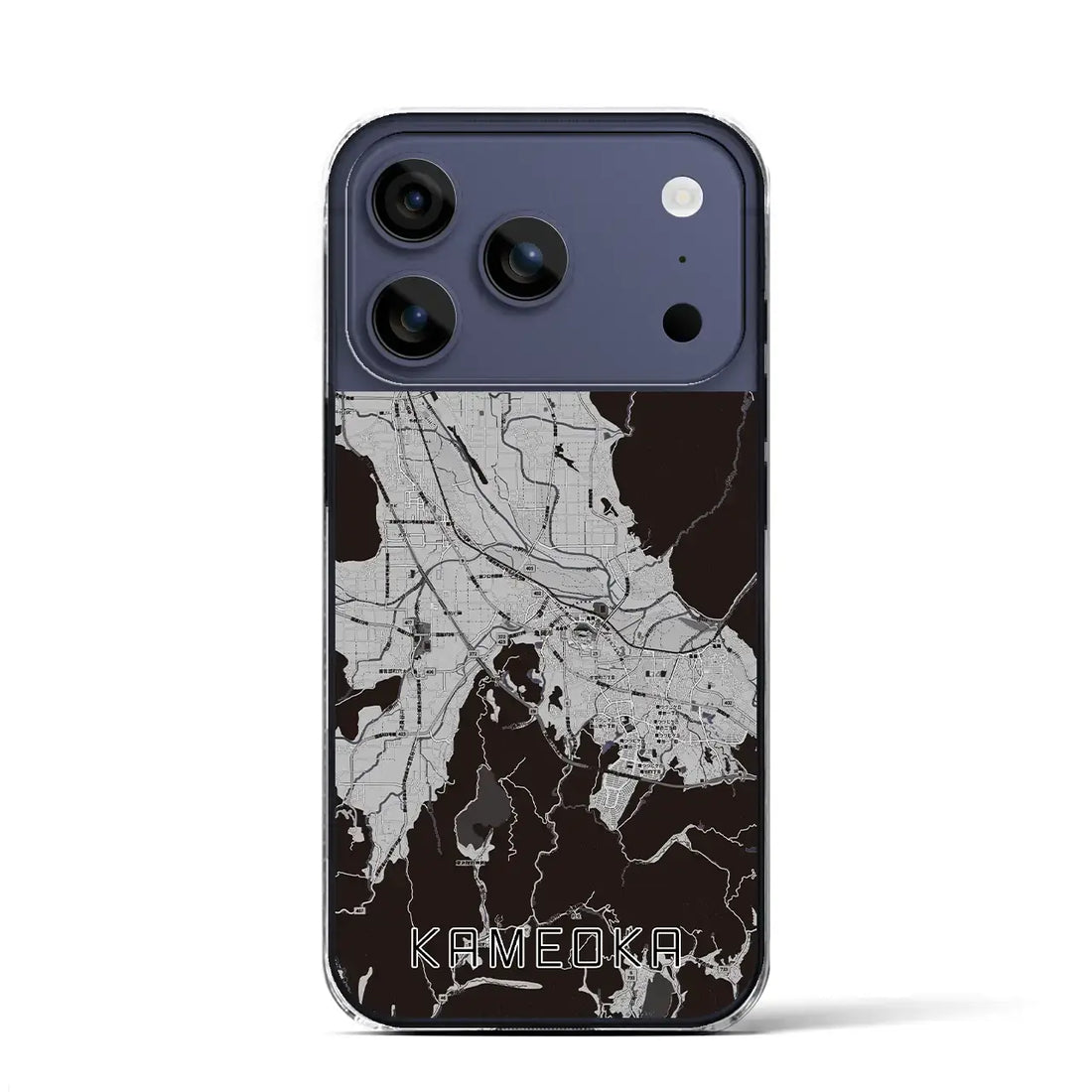 【亀岡（京都府）】地図柄iPhoneケース（クリアタイプ）モノトーン・iPhone 17 Pro Max 用