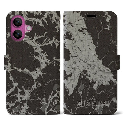 【亀岡（京都府）】地図柄iPhoneケース（手帳タイプ）モノトーン・iPhone 16 Pro 用