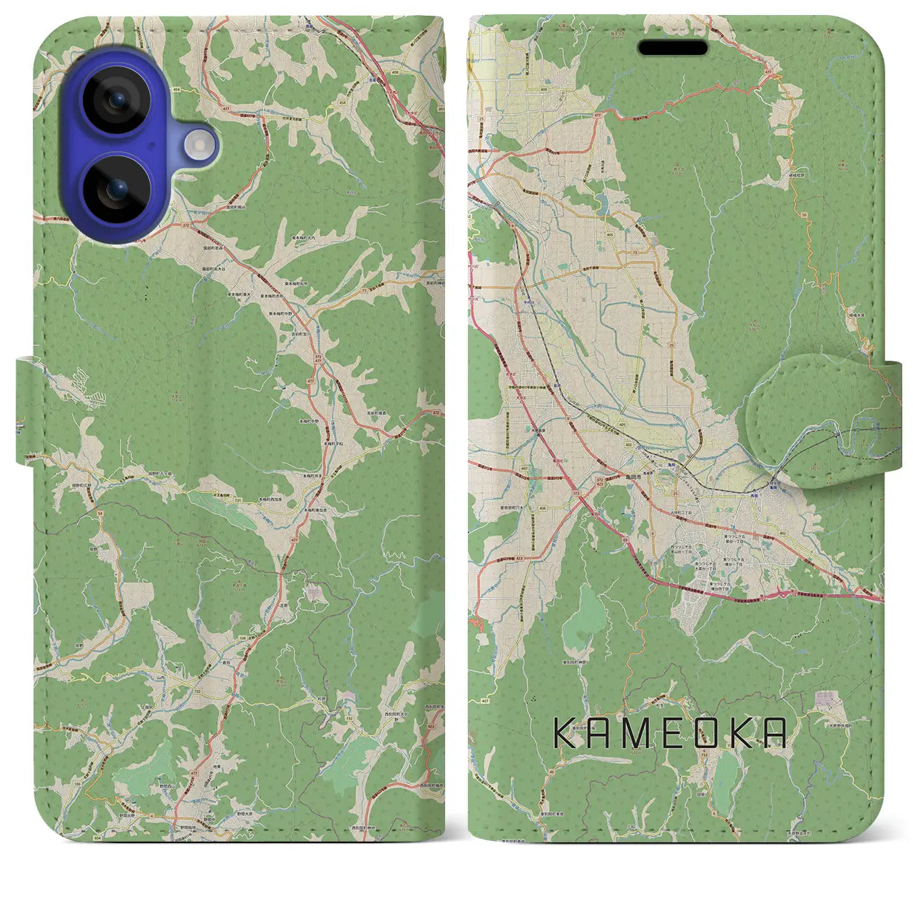 【亀岡（京都府）】地図柄iPhoneケース（手帳タイプ）