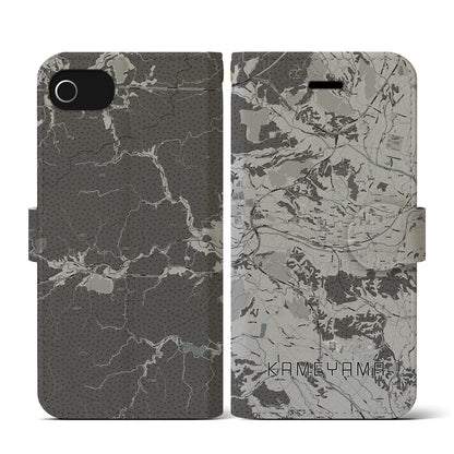 【亀山（三重県）】地図柄iPhoneケース（手帳タイプ）モノトーン・iPhone SE（第3 / 第2世代） / 8 / 7 / 6s / 6 用