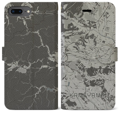 【亀山（三重県）】地図柄iPhoneケース（手帳タイプ）モノトーン・iPhone 8Plus /7Plus / 6sPlus / 6Plus 用