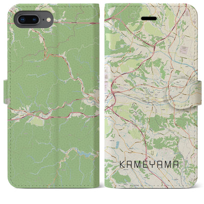【亀山（三重県）】地図柄iPhoneケース（手帳タイプ）ナチュラル・iPhone 8Plus /7Plus / 6sPlus / 6Plus 用