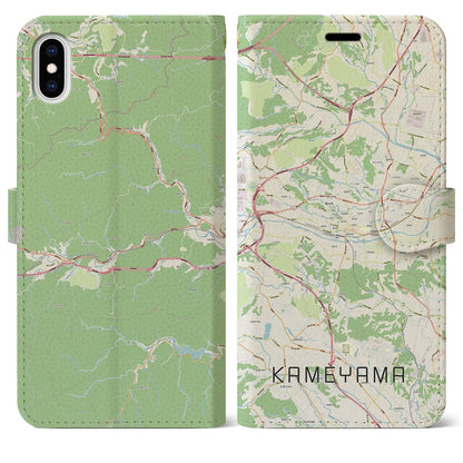 【亀山（三重県）】地図柄iPhoneケース（手帳タイプ）ナチュラル・iPhone XS Max 用