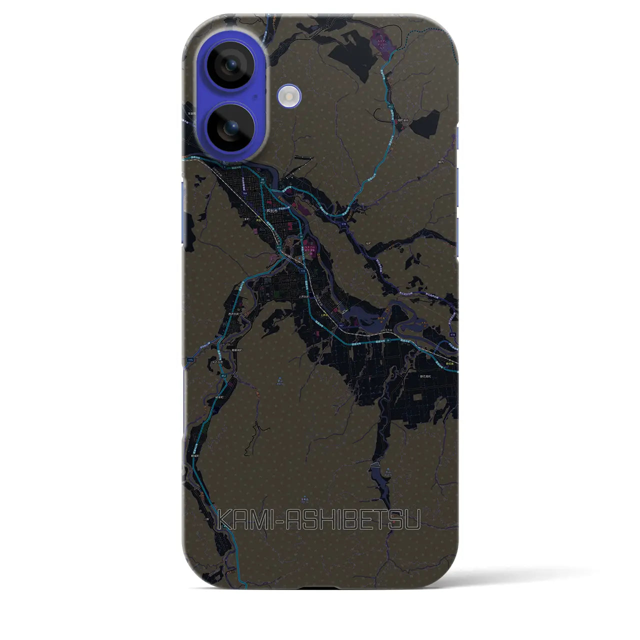 【上芦別（北海道）】地図柄iPhoneケース（バックカバータイプ）