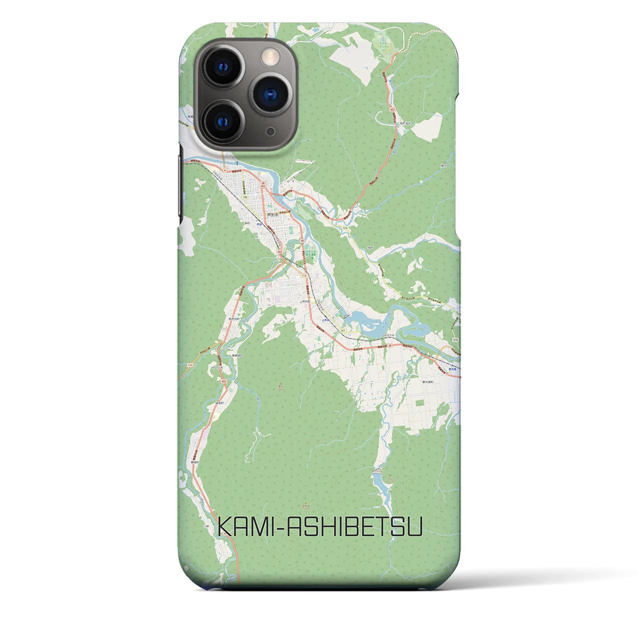 【上芦別（北海道）】地図柄iPhoneケース（バックカバータイプ）