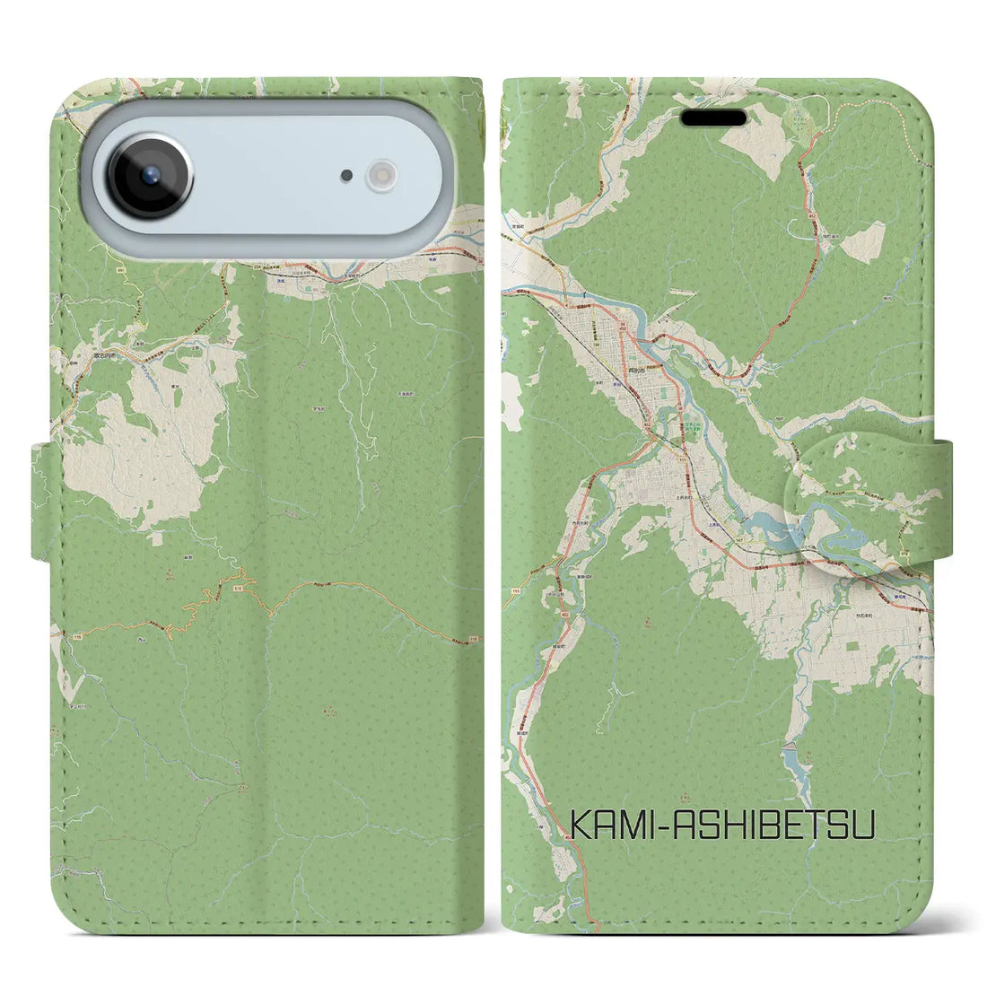 【上芦別(北海道)】地図柄iPhoneケース(手帳タイプ)ナチュラル・iPhone 17 Pro Max 用