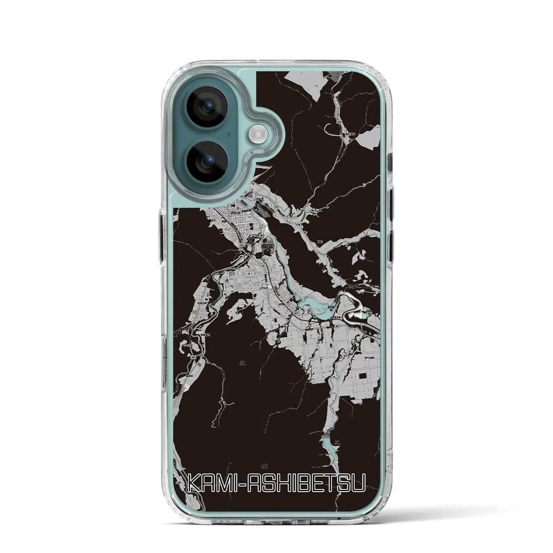【上芦別（北海道）】地図柄iPhoneケース（MagSafeタイプ）モノトーン・iPhone 16 Pro 用