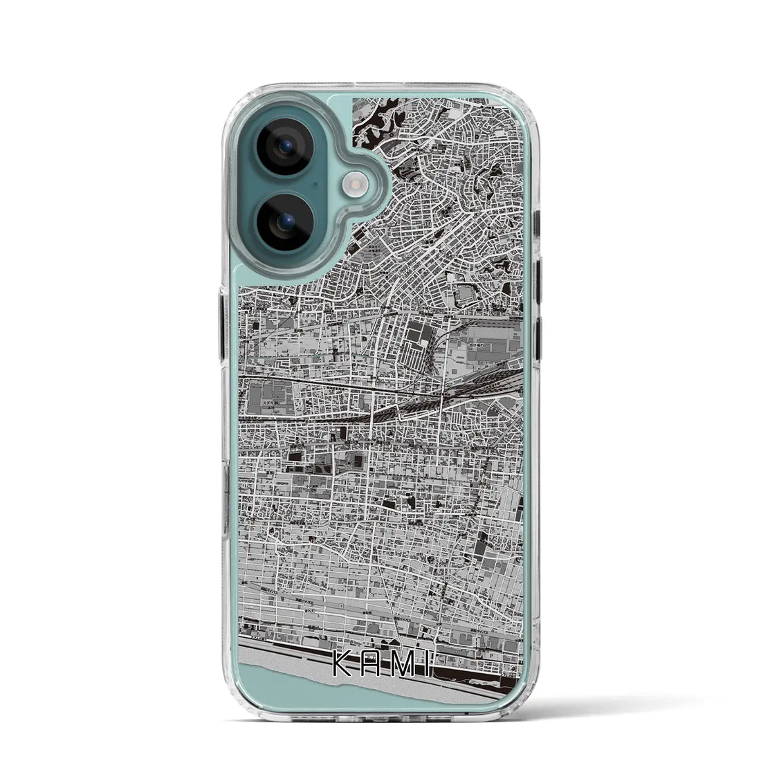 【可美（静岡県）】地図柄iPhoneケース（MagSafeタイプ）モノトーン・iPhone 16 Pro 用